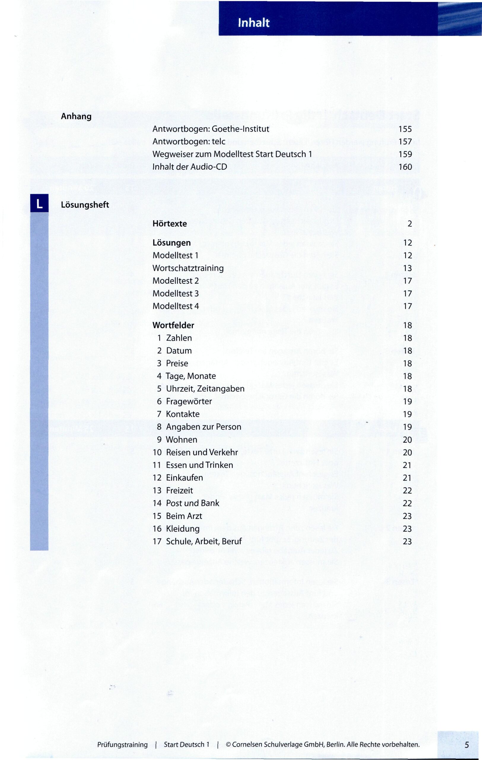 Prufungstraining Start Deutsch A1 with Solution